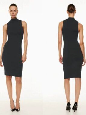 Aritzia Babaton Contour Mockneck Midi Dress Fitted Mock Neck Black Size 2XS